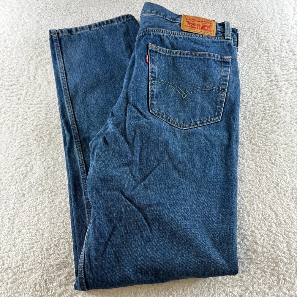 Levis 550 Relaxed Fit Straight Mens Tag 36x36 Western Medium Blue Denim Clean